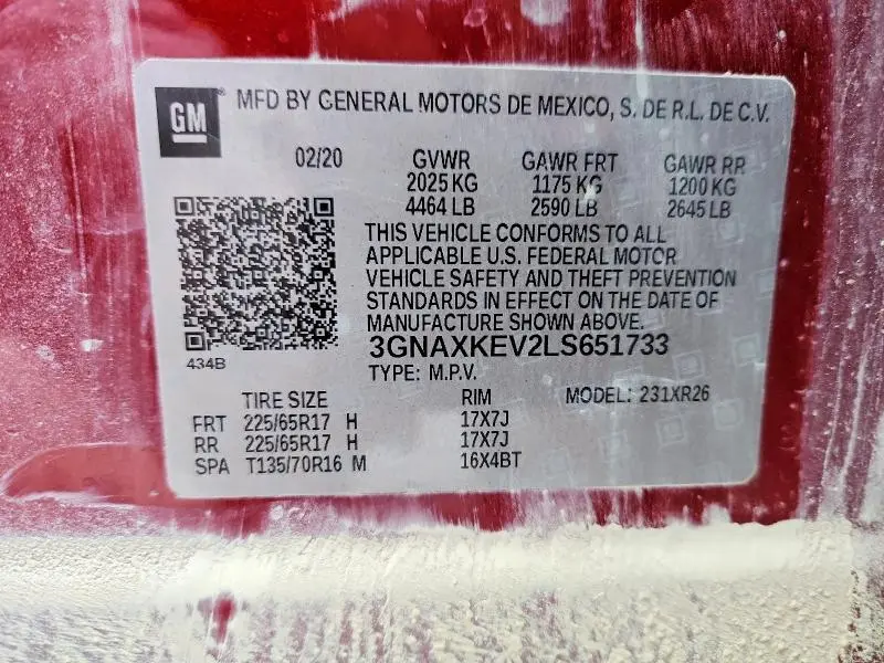 2020 CHEVROLET EQUINOX LT  