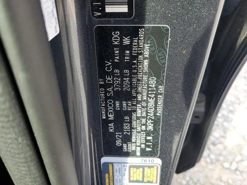 2021 KIA FORTE LXS  