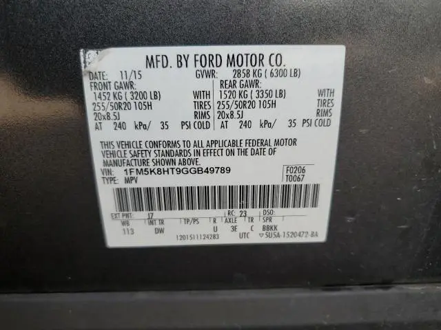 2016 FORD EXPLORER PLATINUM  