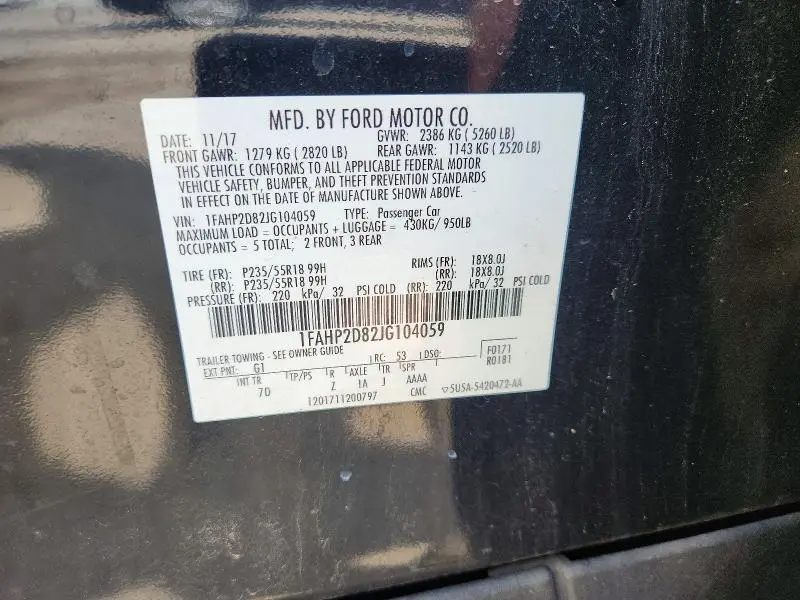 2018 FORD TAURUS SE  