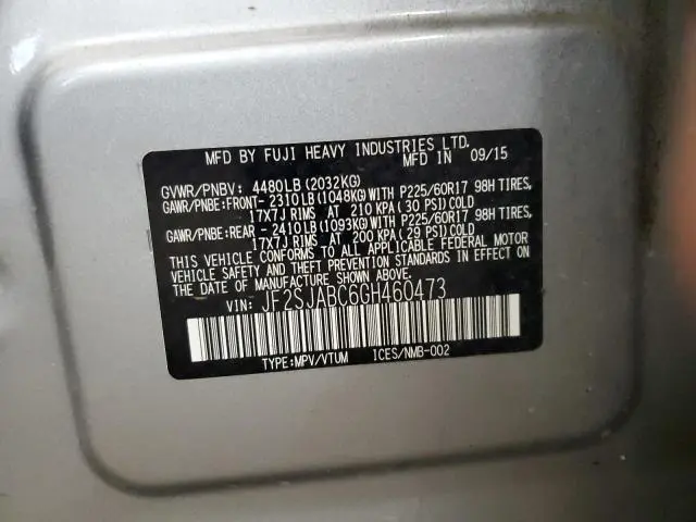 2016 SUBARU FORESTER 2.5I  