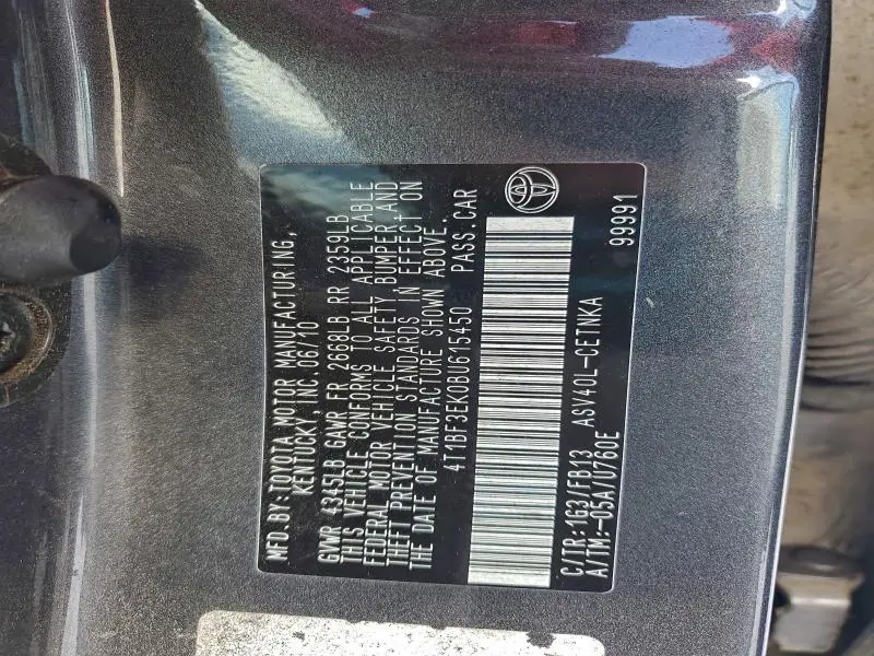 2011 TOYOTA CAMRY BASE  