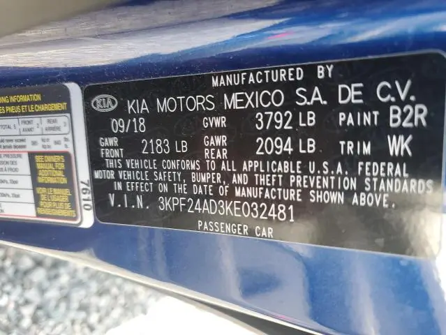 2019 KIA FORTE LXS  