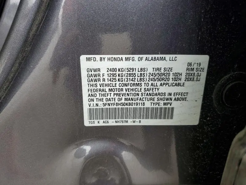 2019 HONDA PASSPORT EXL  