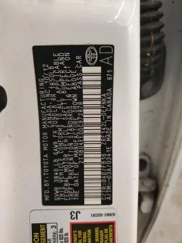 2013 TOYOTA COROLLA BASE  