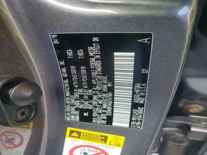 2016 TOYOTA HIGHLANDER LIMITED PLATINUM  