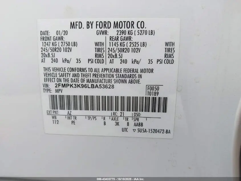 2020 FORD EDGE TITANIUM