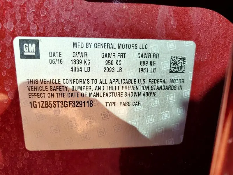 2016 CHEVROLET MALIBU LS  