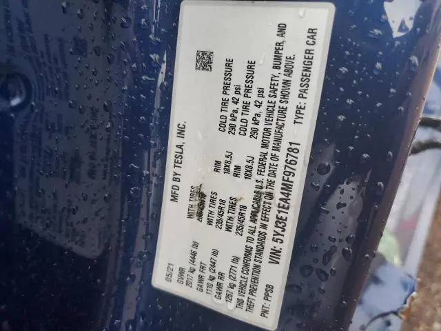2021 TESLA MODEL 3   