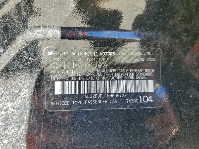 2022 MITSUBISHI MIRAGE G4 ES  