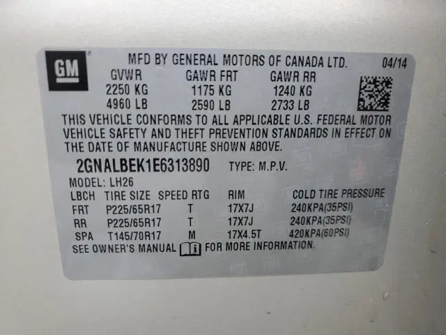 2014 CHEVROLET EQUINOX LT