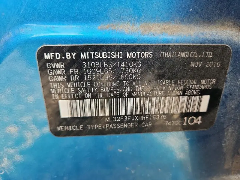2017 MITSUBISHI MIRAGE G4 ES  