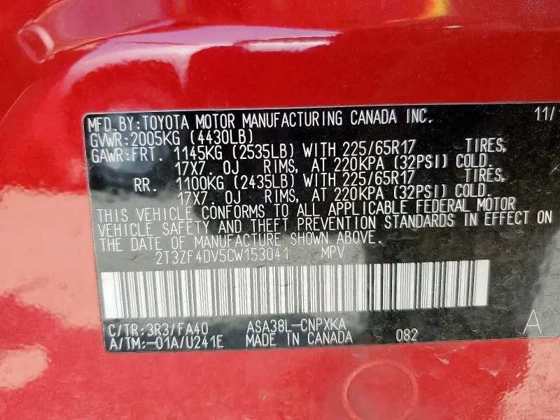 2012 TOYOTA RAV4   