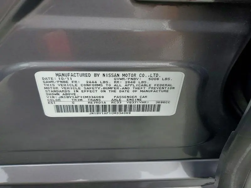 2012 INFINITI M37 BASE  