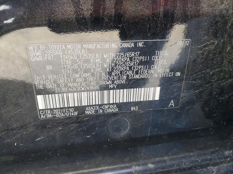 2012 TOYOTA RAV4 BASE  