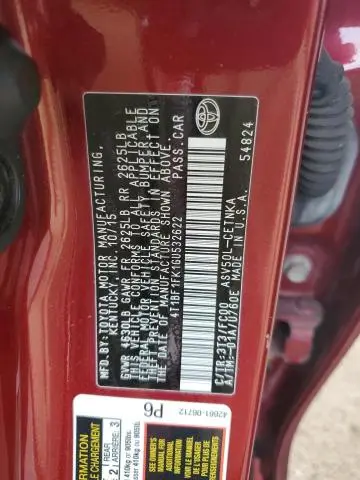 2016 TOYOTA CAMRY LE  