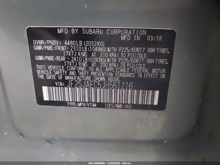 2018 SUBARU FORESTER 2.5I PREMIUM