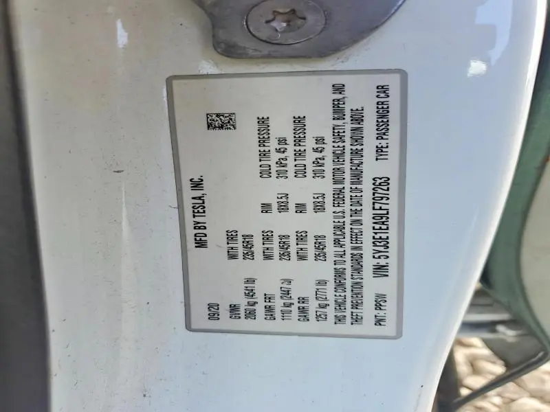 2020 TESLA MODEL 3   