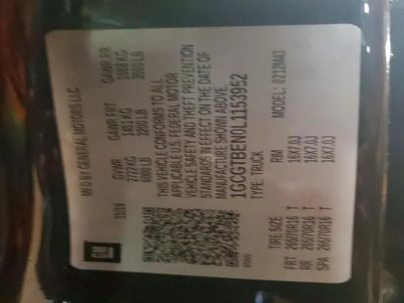 2020 CHEVROLET COLORADO   