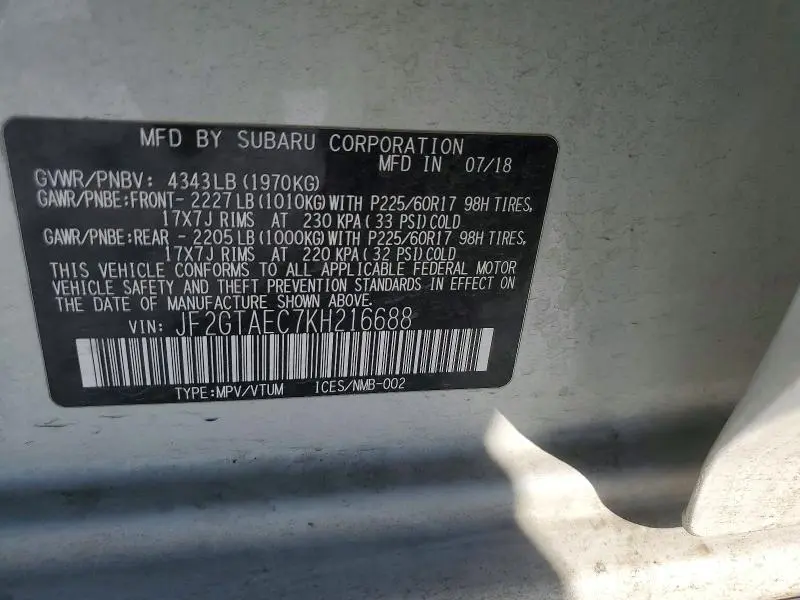 2019 SUBARU CROSSTREK PREMIUM  