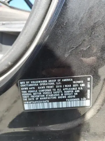 2012 VOLKSWAGEN PASSAT S  