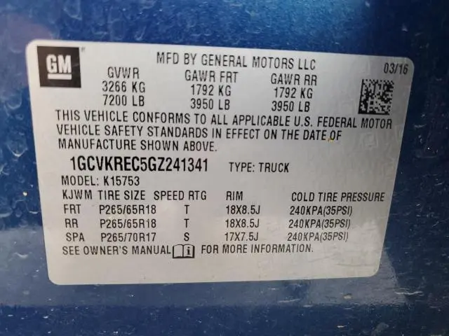 2016 CHEVROLET SILVERADO K1500 LT  