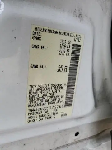 2018 NISSAN ALTIMA 2.5  