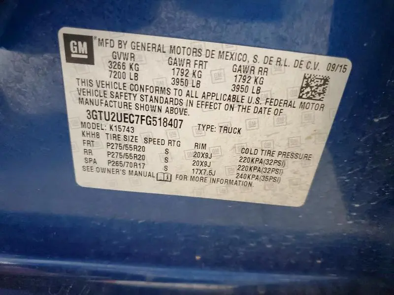 2015 GMC SIERRA K1500 SLE  