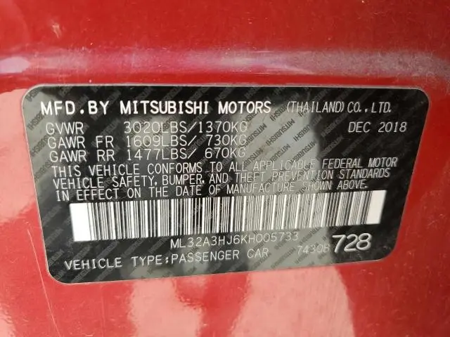 2019 MITSUBISHI MIRAGE ES