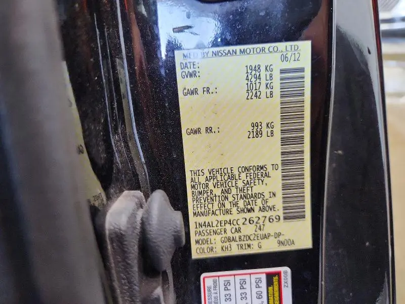 2012 NISSAN ALTIMA 2.5 S  