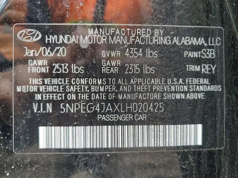 2020 HYUNDAI SONATA SE  