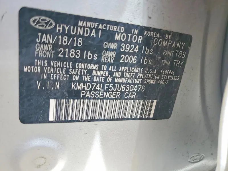 2018 HYUNDAI ELANTRA SE  