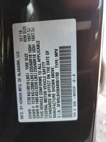 2019 HONDA ODYSSEY EX  