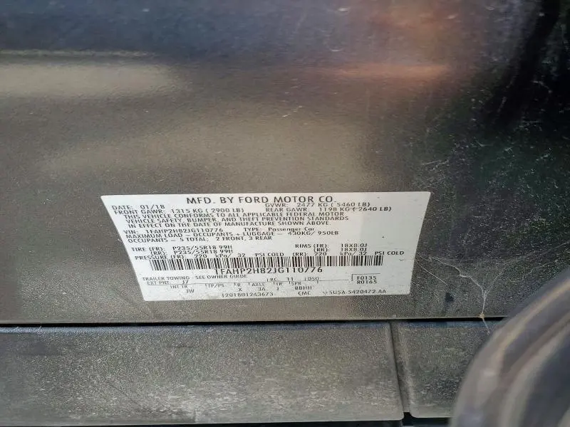 2018 FORD TAURUS SEL  