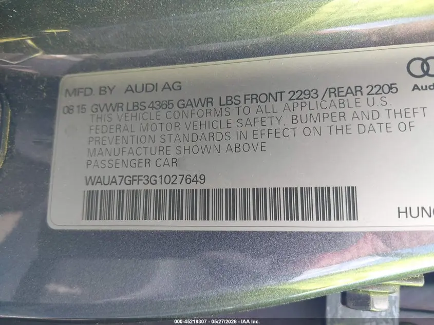 2016 AUDI A3 1.8T PREMIUM