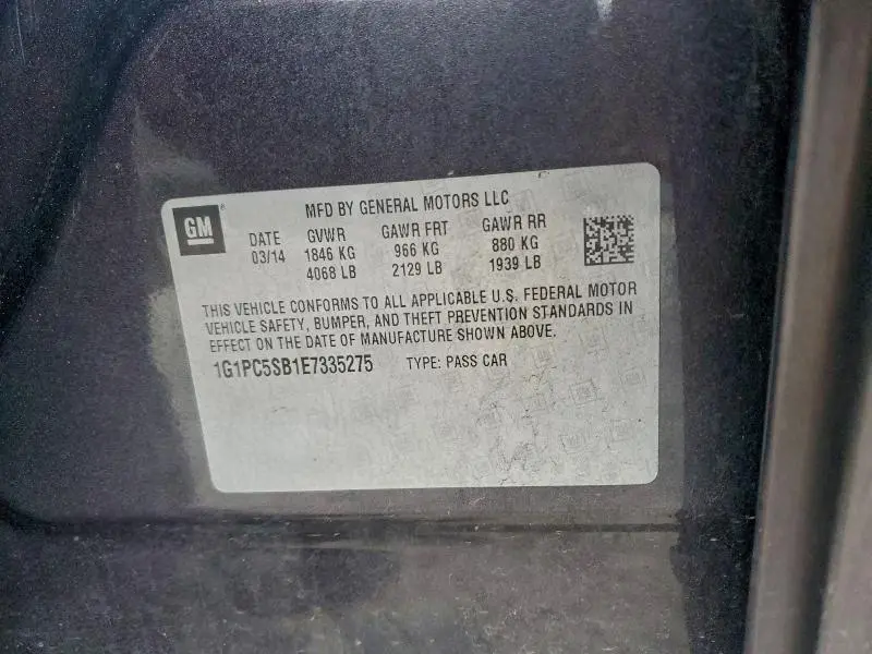 2014 CHEVROLET CRUZE LT  