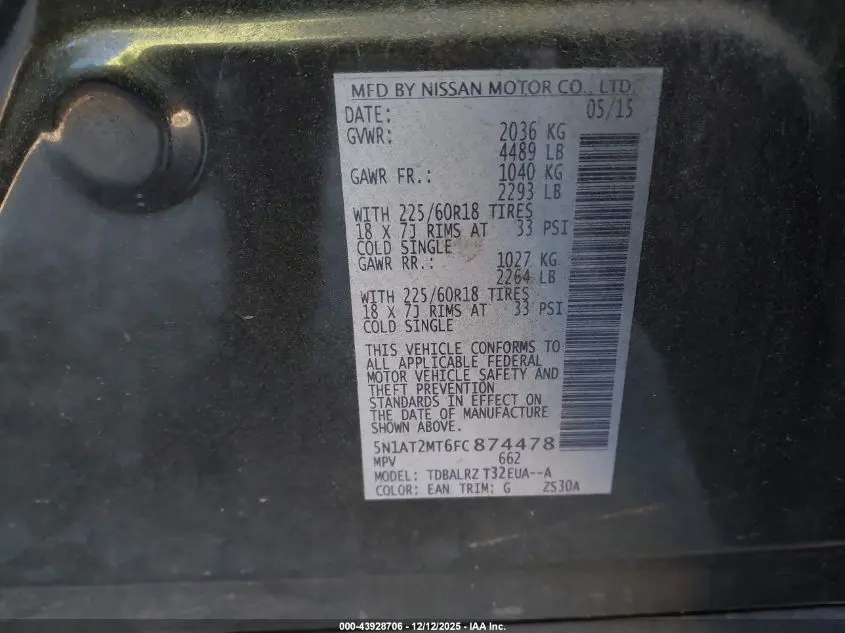 2015 NISSAN ROGUE SL