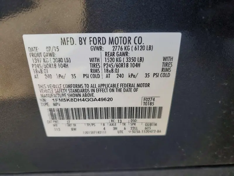 2016 FORD EXPLORER XLT  