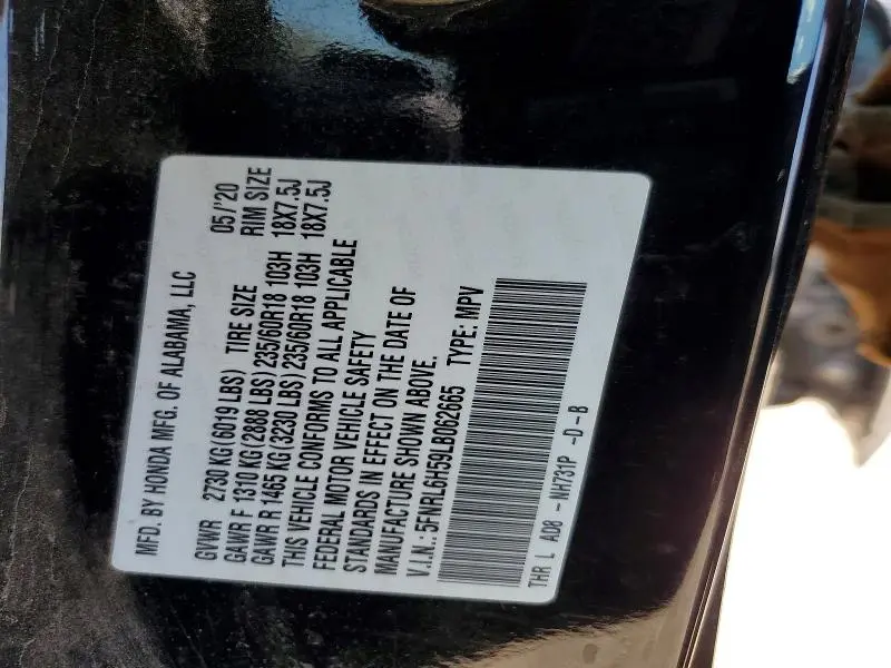 2020 HONDA ODYSSEY EX  
