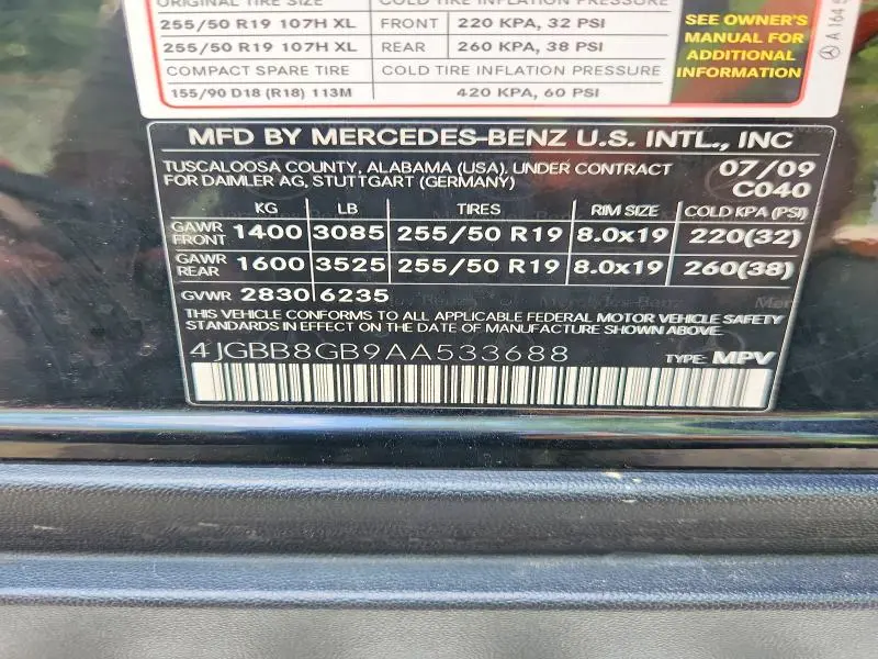 2010 MERCEDES-BENZ ML 350 4MATIC  