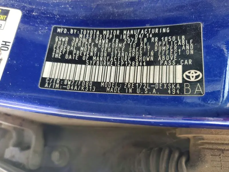 2014 TOYOTA COROLLA S PLUS  
