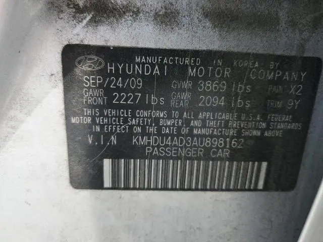 2010 HYUNDAI ELANTRA BLUE  