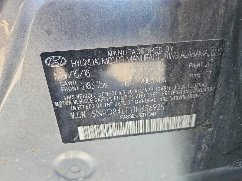 2018 HYUNDAI ELANTRA SEL  