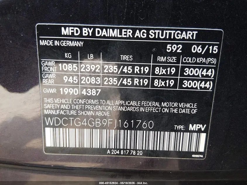 2015 MERCEDES-BENZ GLA 250 4MATIC