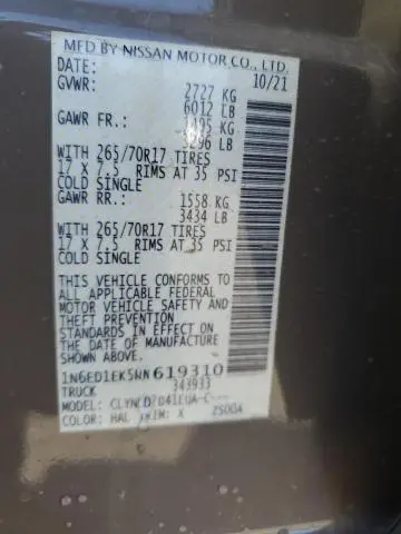 2022 NISSAN FRONTIER S  