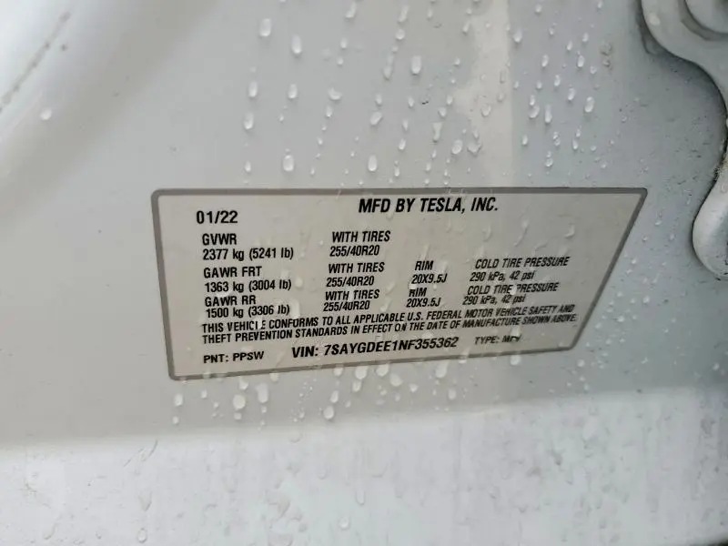 2022 TESLA MODEL Y   