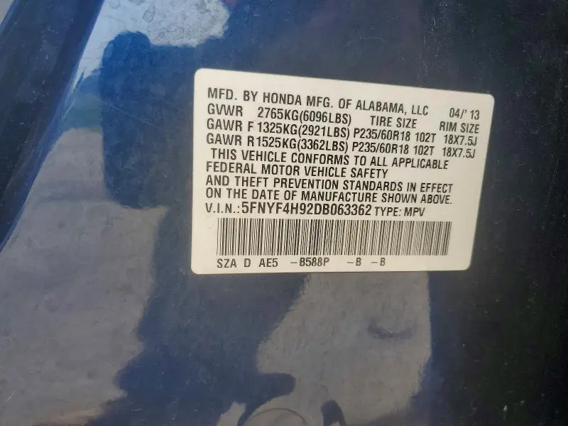 2013 HONDA PILOT TOURING  