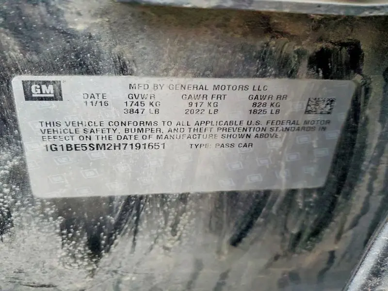 2017 CHEVROLET CRUZE LT  