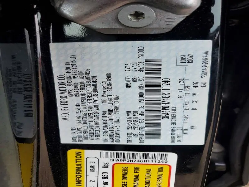 2016 FORD FUSION SE  