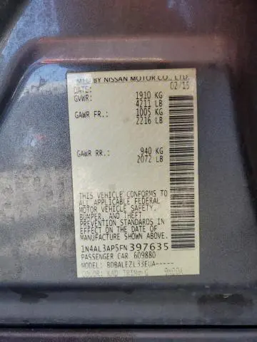 2015 NISSAN ALTIMA 2.5  